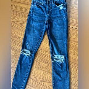 American Eagle Outfitters Dark Blue Distressed Skinny Jeans